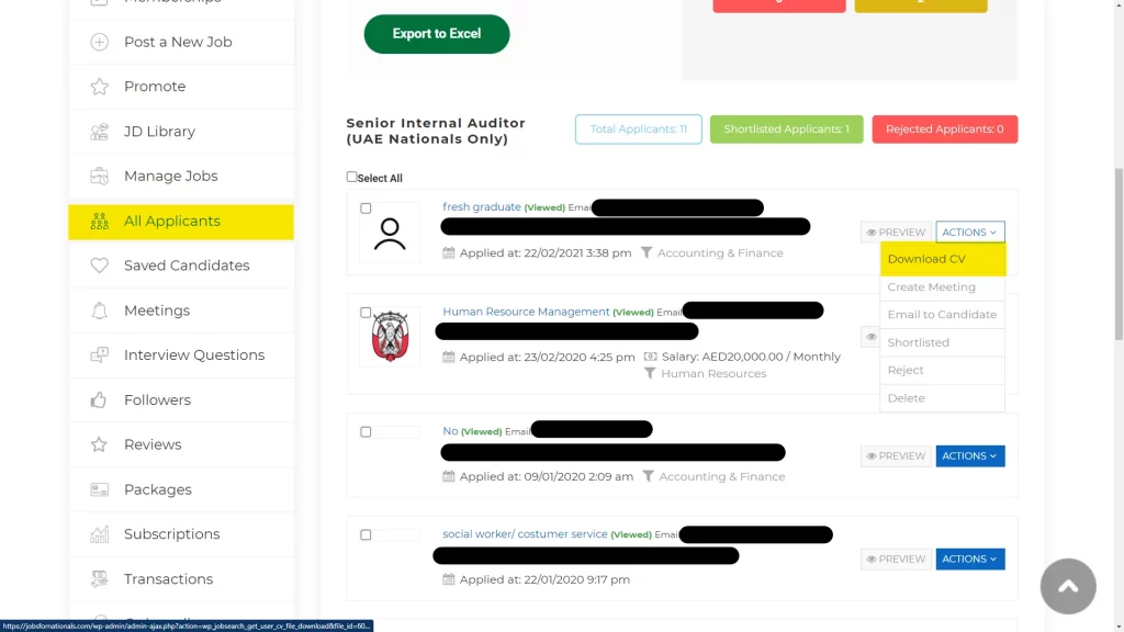HOW TO: Download Applicants Resume 3